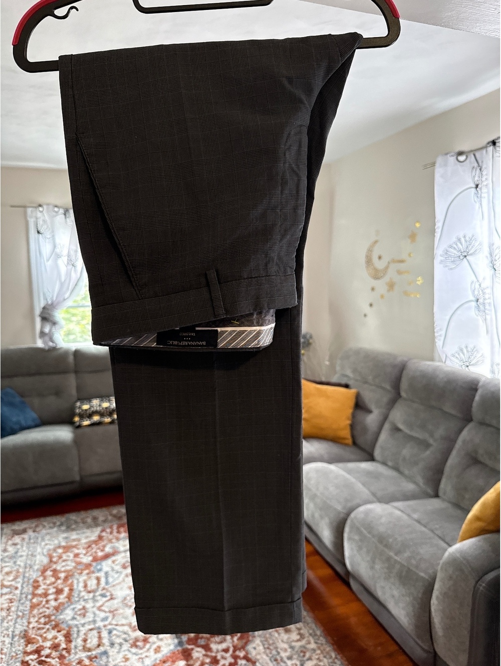 Men's Dark Gray Dress Pants with Subtle Pattern, Size 33x30, New With Tag